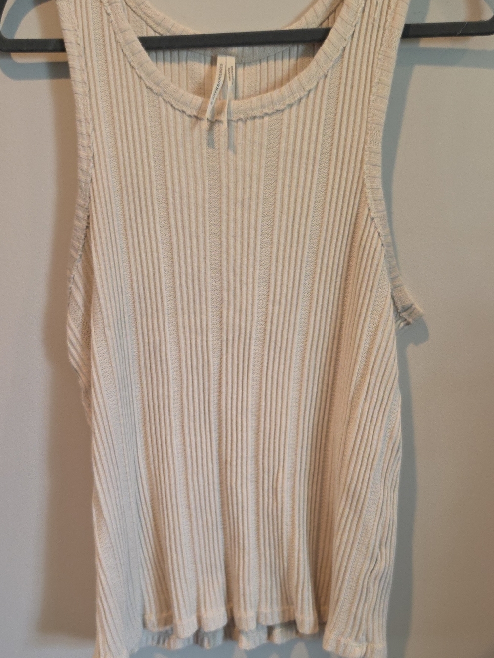 Anthropologie Cream Ribbed Knit Sleeveless Top